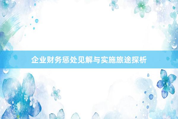 企业财务惩处见解与实施旅途探析
